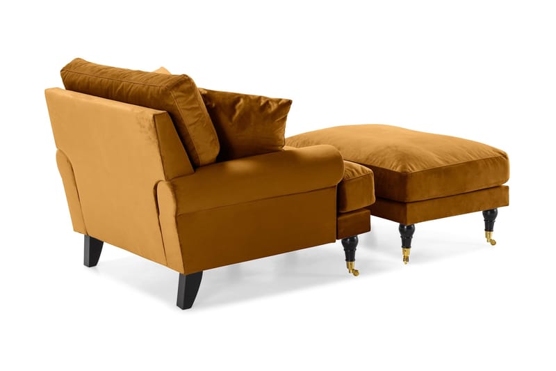 Andrew Lænestol med Puf Velour - Amber/Messing - Møbler - Stole & lænestole - Lænestole - Howard lænestol