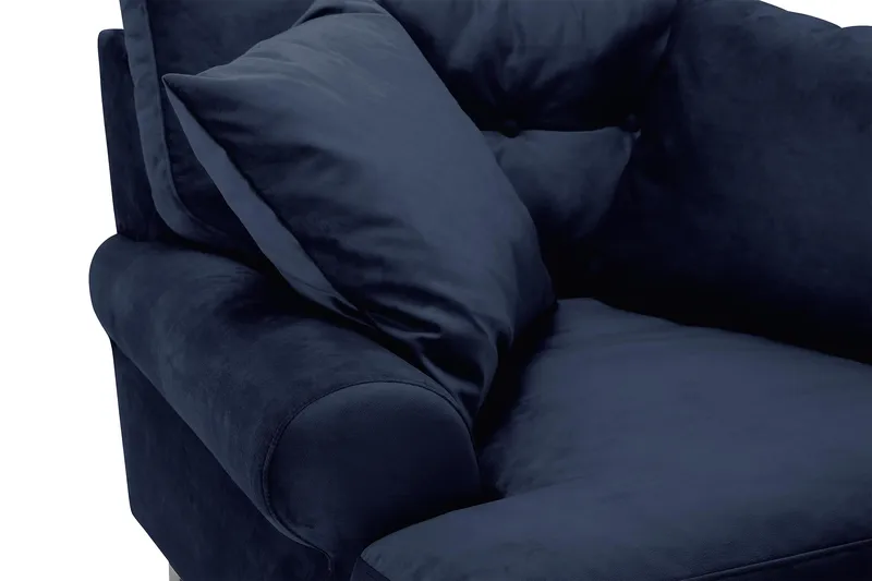 Andrew Lænestol med Puf Velour - Midnatsblå/Krom - Møbler - Stole & lænestole - Lænestole - Howard lænestol