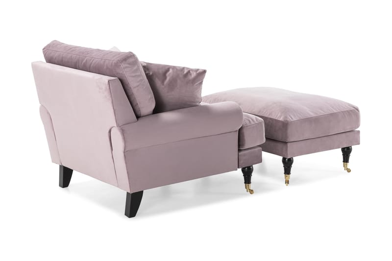 Andrew Lænestol med Puf Velour - Lilla/Messing - Møbler - Stole & lænestole - Lænestole - Howard lænestol