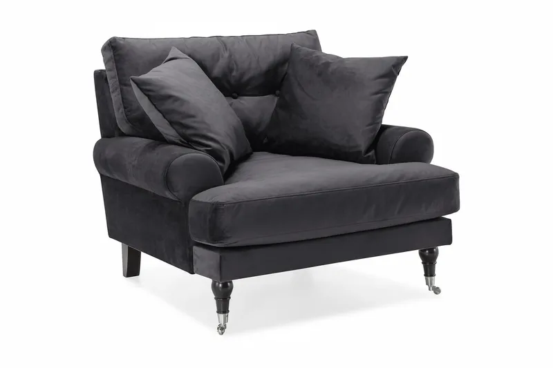 Andrew Lænestol Velour - Mørkegrå/Krom - Møbler - Stole & lænestole - Lænestole - Howard lænestol