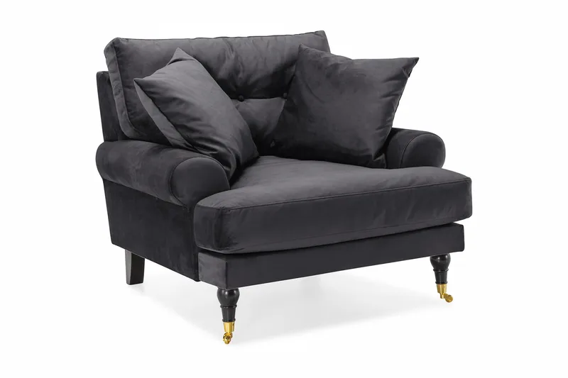 Andrew Lænestol Velour, Mørkegrå/Messing