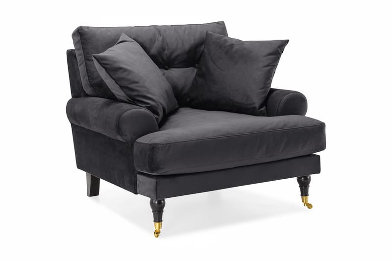 Andrew Lænestol Velour - Mørkegrå/Messing - Møbler - Stole & lænestole - Lænestole - Howard lænestol