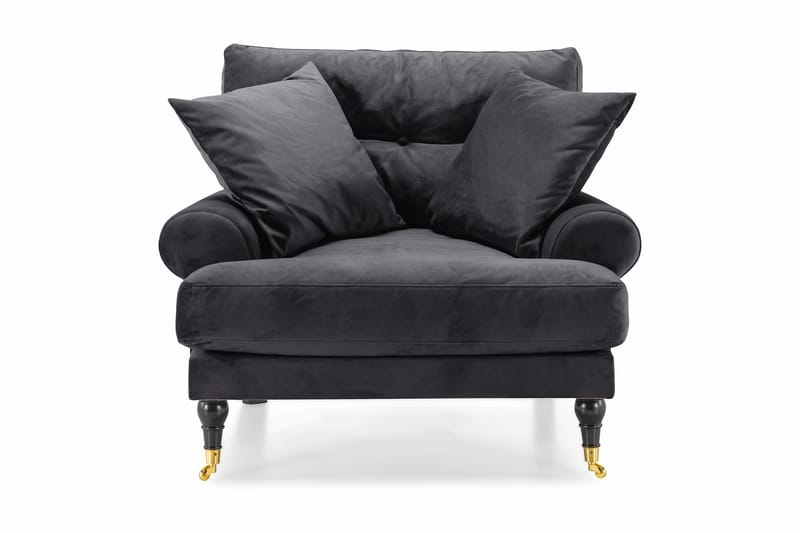 Andrew Lænestol Velour - Mørkegrå/Messing - Møbler - Stole & lænestole - Lænestole - Howard lænestol