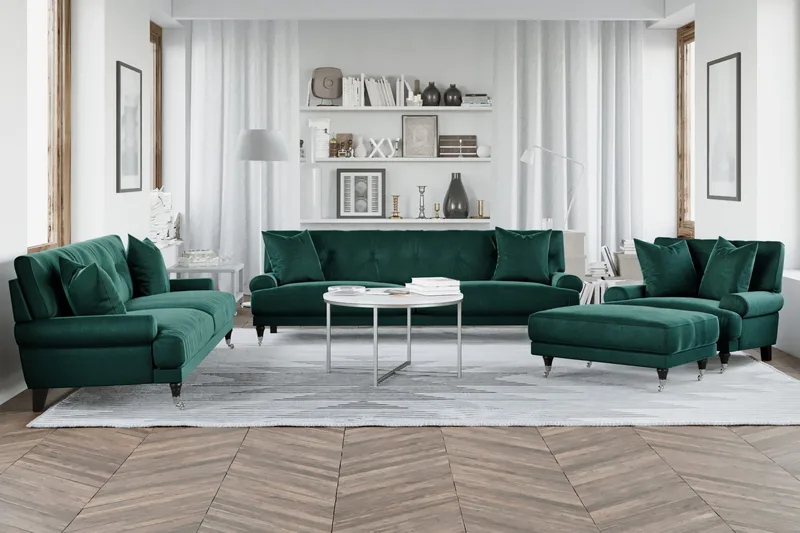 Andrew Lænestol Velour - Mørkegrøn/Krom - Møbler - Stole & lænestole - Lænestole - Howard lænestol