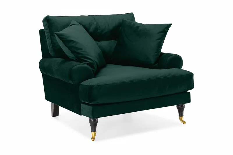 Andrew Lænestol Velour - Mørkegrøn/Messing - Møbler - Stole & lænestole - Lænestole - Howard lænestol