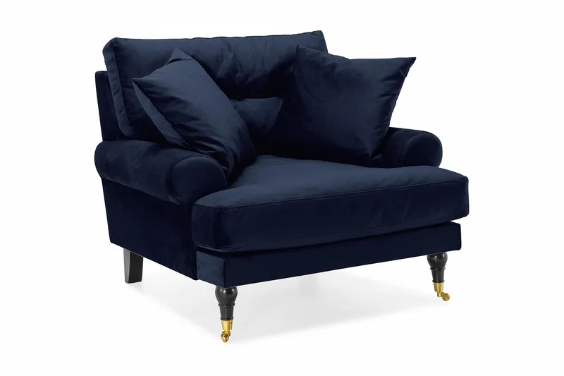 Andrew Lænestol Velour, Midnatsblå/Messing
