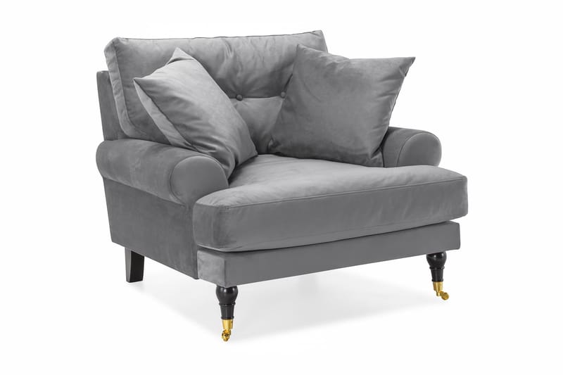 Andrew Lænestol Velour - Sølvgrå/Messing - Møbler - Stole & lænestole - Lænestole - Howard lænestol