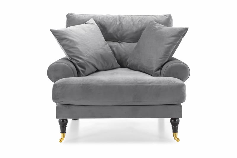 Andrew Lænestol Velour - Sølvgrå/Messing - Møbler - Stole & lænestole - Lænestole - Howard lænestol