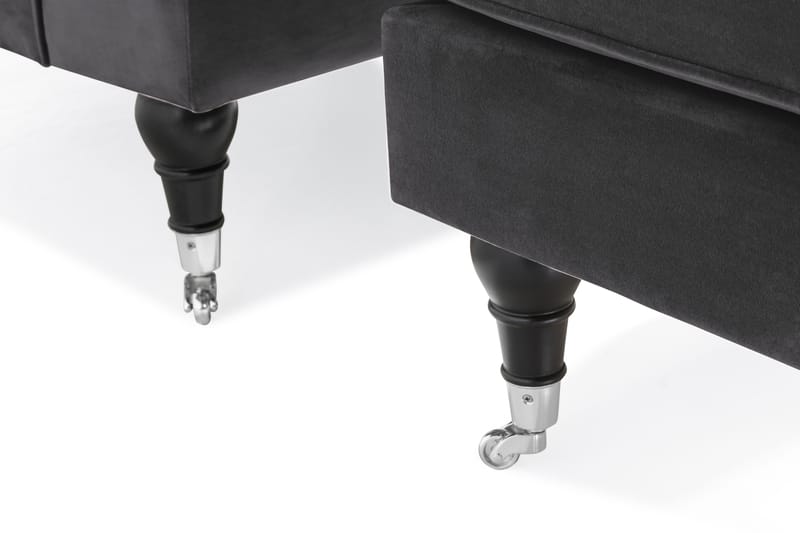 Dalby Lænestol med Puf Velour - Mørkegrå - Lænestol med fodskammel - Howard lænestol