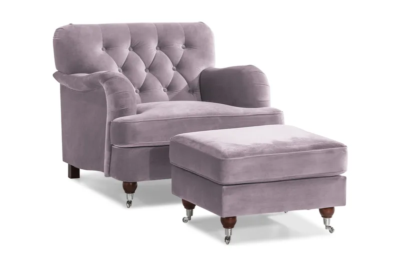 Howard Riviera Lænestol med Fodskammel, Lilla