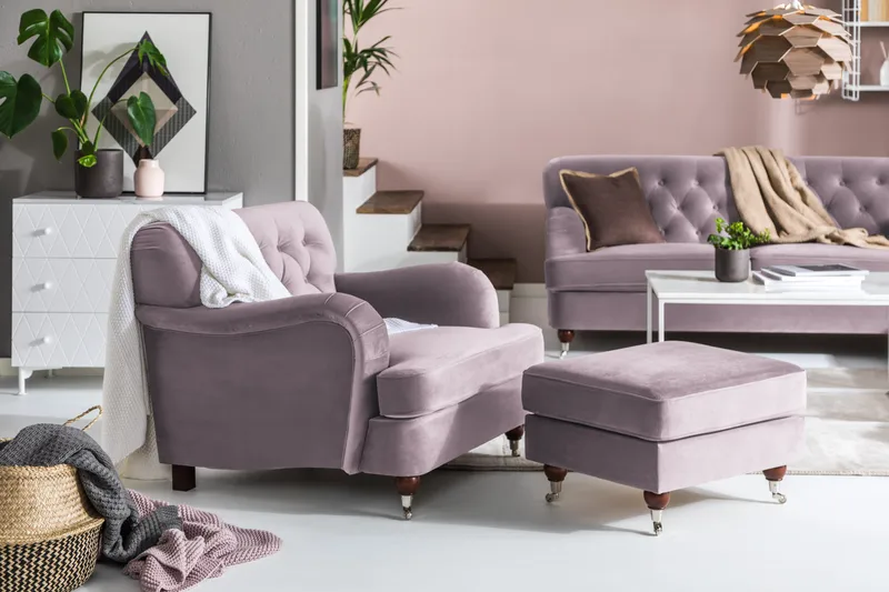 Howard Riviera Lænestol med Fodskammel - Lilla - Møbler - Stole & lænestole - Lænestole - Howard lænestol