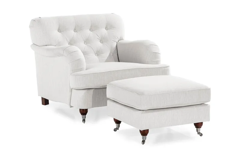 Howard Riviera Lænestol med Fodskammel, Linnebeige