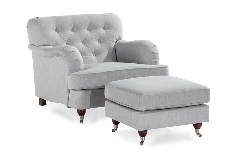 Howard Riviera Lænestol med Fodskammel - Linnegrå - Møbler - Stole & lænestole - Lænestole - Howard lænestol