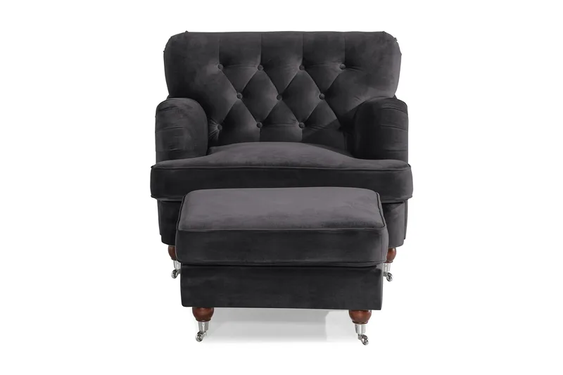 Howard Riviera Lænestol med Fodskammel - Mørkegrå - Møbler - Stole & lænestole - Lænestole - Howard lænestol