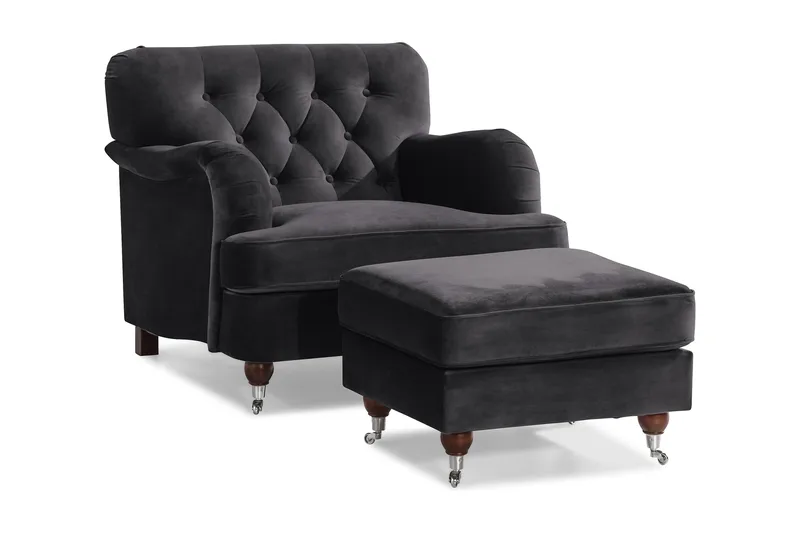 Howard Riviera Lænestol med Fodskammel - Mørkegrå - Møbler - Stole & lænestole - Lænestole - Howard lænestol