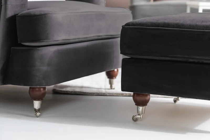 Howard Riviera Lænestol med Fodskammel - Mørkegrå - Møbler - Stole & lænestole - Lænestole - Howard lænestol