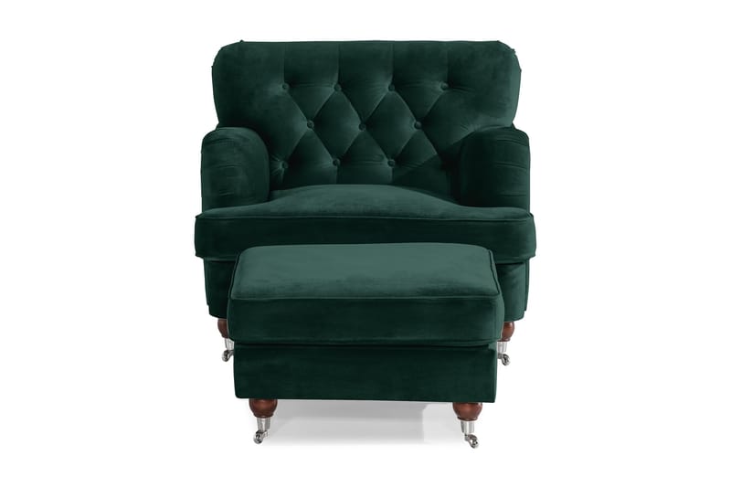 Howard Riviera Lænestol med Fodskammel - Mørkegrøn - Møbler - Stole & lænestole - Lænestole - Howard lænestol