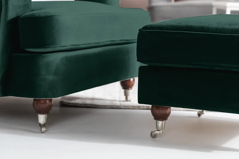 Howard Riviera Lænestol med Fodskammel - Mørkegrøn - Møbler - Stole & lænestole - Lænestole - Howard lænestol