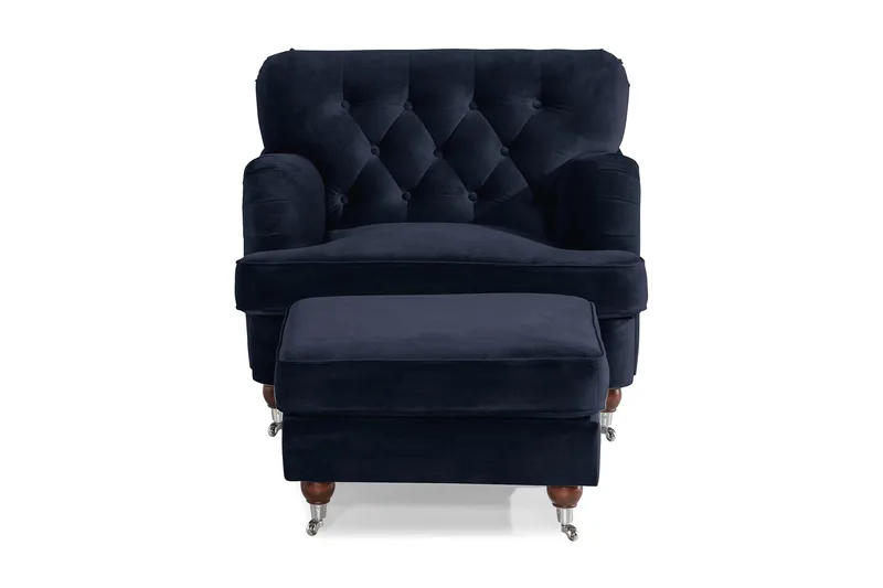 Howard Riviera Lænestol med Fodskammel - Midnatsblå - Møbler - Stole & lænestole - Lænestole - Howard lænestol