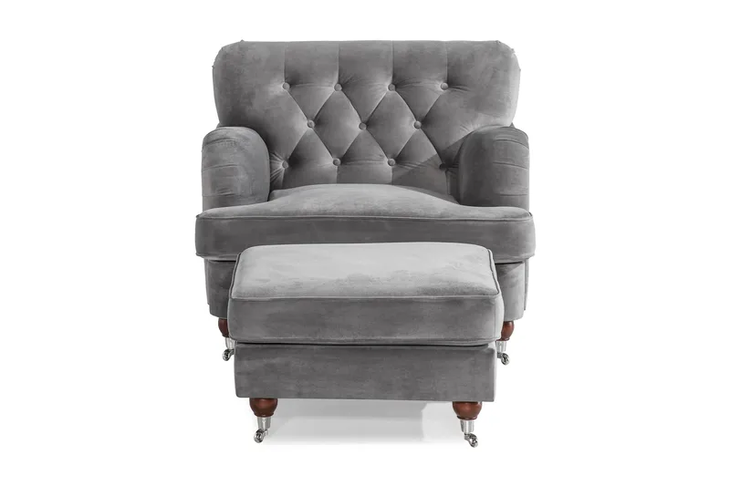 Howard Riviera Lænestol med Fodskammel - Sølvgrå - Møbler - Stole & lænestole - Lænestole - Howard lænestol