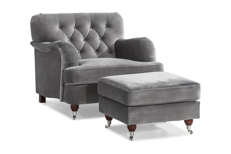 Howard Riviera Lænestol med Fodskammel - Sølvgrå - Møbler - Stole & lænestole - Lænestole - Howard lænestol