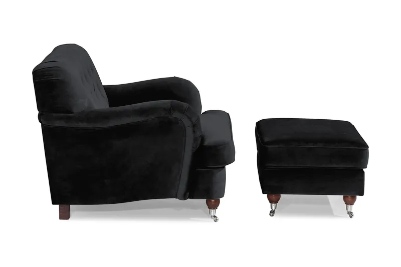 Howard Riviera Lænestol med Fodskammel - Sort - Møbler - Stole & lænestole - Lænestole - Howard lænestol