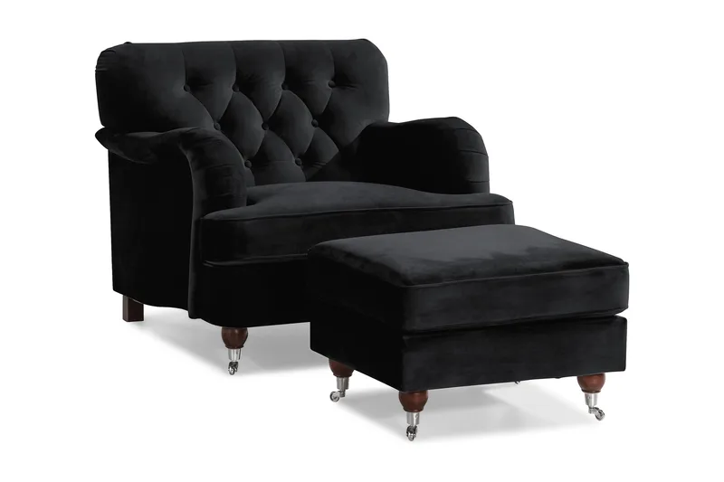 Howard Riviera Lænestol med Fodskammel, Sort