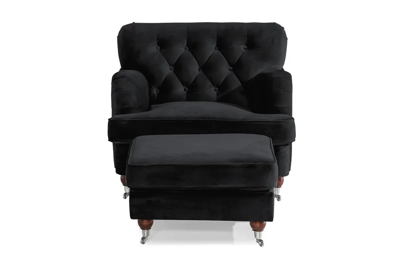 Howard Riviera Lænestol med Fodskammel - Sort - Møbler - Stole & lænestole - Lænestole - Howard lænestol