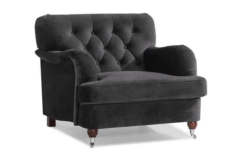 Howard Riviera Lænestol Velour - Mørkegrå - Møbler - Stole & lænestole - Lænestole - Howard lænestol