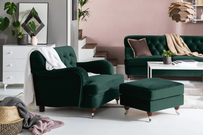 Howard Riviera Lænestol Velour - Mørkegrøn - Møbler - Stole & lænestole - Lænestole - Howard lænestol