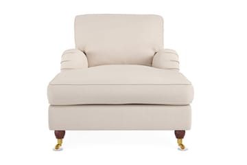 Howard Lyx Klassisk Lænestol med Chaiselong og Hjul i Stof - Beige - Møbler - Stole & lænestole - Lænestole