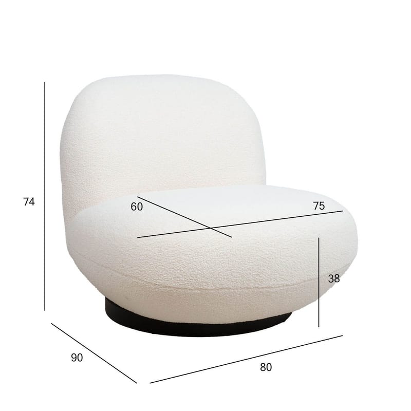 Hvilestol HOME4YOU Pamela Hvid - hvid - Møbler - Stole & lænestole - Lænestole - Lænestol uden armlæn