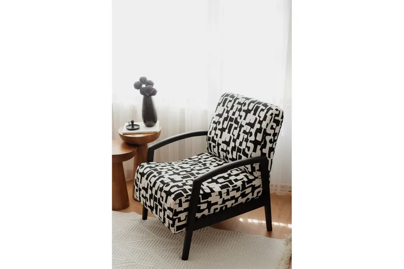 Illen Öronlappsfåtölj - Sort/Hvid - Møbler - Stole & lænestole - Lænestole - Øreklapstol