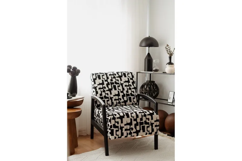 Illen Öronlappsfåtölj, Sort/Hvid