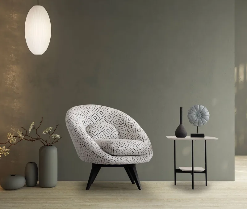 Ingang lænestol Chenille - Hvid / Sort - Møbler - Stole & lænestole - Lænestole - Øreklapstol