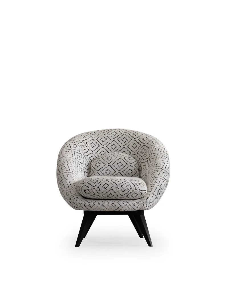 Ingang lænestol Chenille, Hvid / Sort