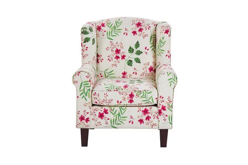 Ingeberg Lænestol med Fodskammel Blomstermønster - Beige - Møbler - Stole & lænestole - Lænestole