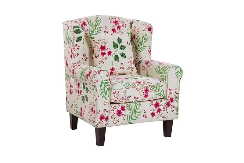 Ingeberg Lænestol med Fodskammel Blomstermønster - Beige - Møbler - Stole & lænestole - Lænestole