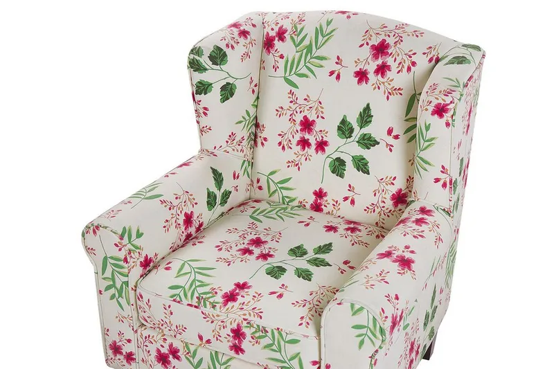 Ingeberg Lænestol med Fodskammel Blomstermønster - Beige - Møbler - Stole & lænestole - Lænestole