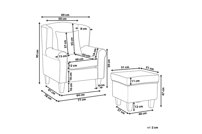 Ingeberg Lænestol med Fodskammel Blomstermønster - Beige - Møbler - Stole & lænestole - Lænestole
