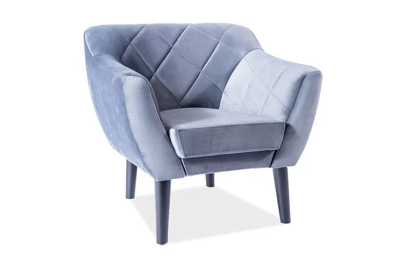 Karond Velourlænestol, Grå/Træ