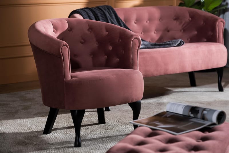 Dahlia Siss Club Lænestol - Rustlyserød Velour - Møbler - Stole & lænestole - Lænestole - Klubstol