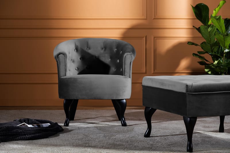 Dahlia Siss Club Lænestol Velour - Mørkegrå - Møbler - Stole & lænestole - Lænestole - Klubstol