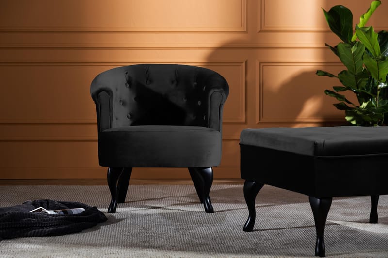 Dahlia Siss Club Lænestol Velour - Sort - Møbler - Stole & lænestole - Lænestole - Klubstol