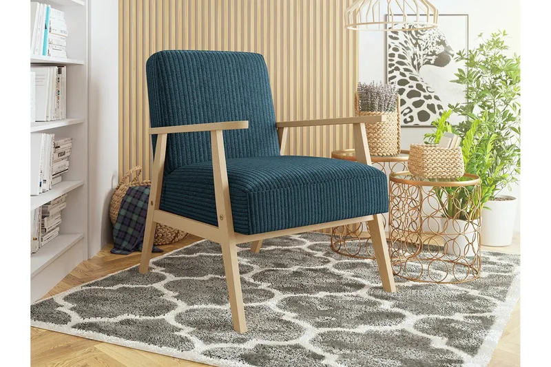 Knocklong Fåtölj Dark blue/Tree - Møbler - Stole & lænestole - Lænestole