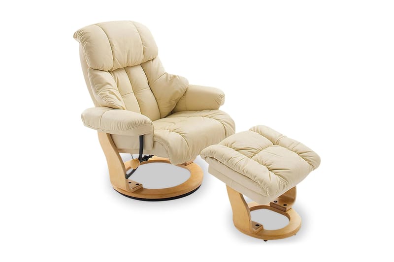 CALGARY Ramme Natulig plywood Plywood - Betræk læder/PVC Créme - Recliner lænestol - Læderstol - Lænestole