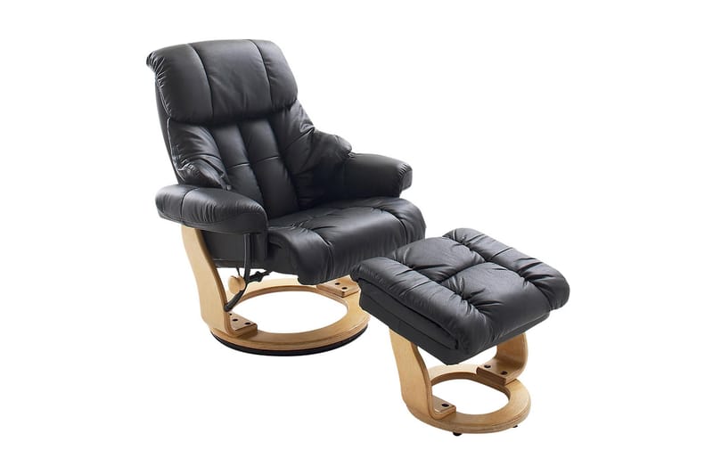 CALGARY Ramme Naturlig Plywood - Betræk læder/PVC Sort - Recliner lænestol - Læderstol - Lænestole