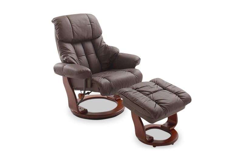 CALGARY Ramme Valnøddefarvet Plywood - Betræk læder/PVC Brun - Recliner lænestol - Læderstol - Lænestole