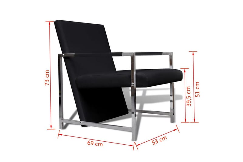 Lænestol 2 Stk. Med Forkromet Stel Kunstlæder Sort - Sort - Læderstol - Lænestole