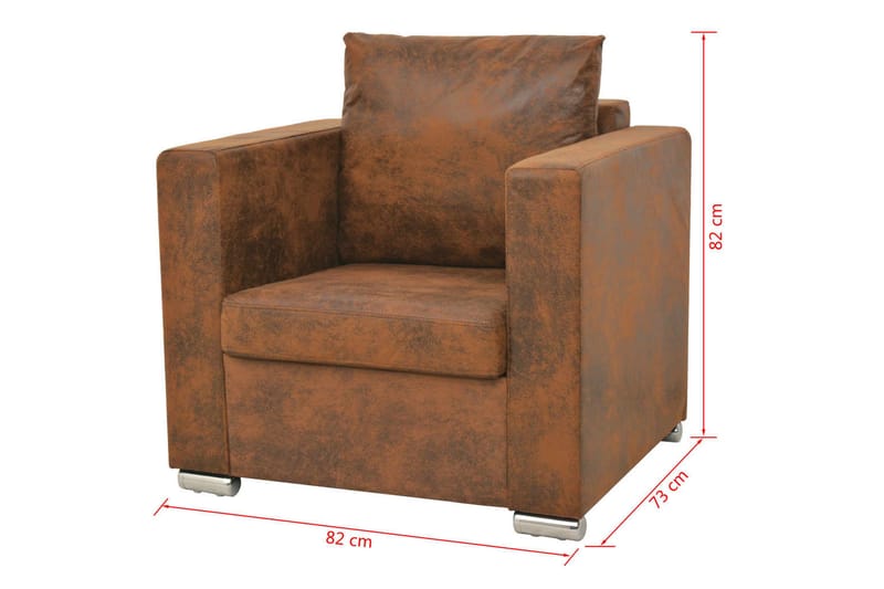 Lænestol 82 X 73 X 82 Cm Kunstigt Ruskindslæder - Brun - Møbler - Stole & lænestole - Lænestole - Læderstol